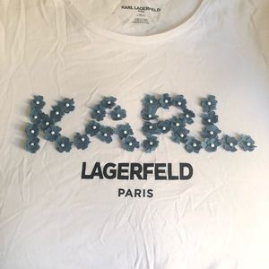 Karl Lagerfeld Logo 3D Flower Tee, Size Large